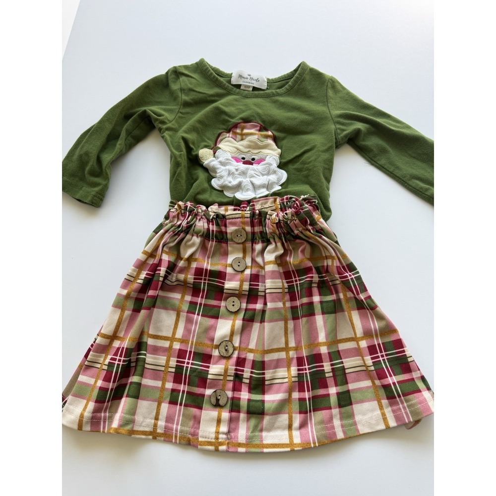 Marie Nicole Girls Clothing XXS Christmas Santa Set Green/Plaid